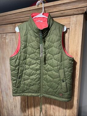 Barbour Olive Quilted Women’s Vest with Coral Trim